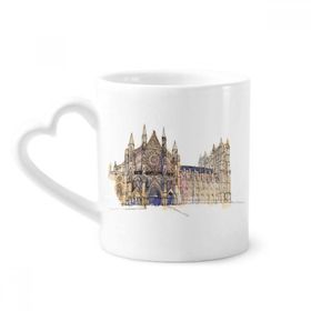 Dıythinker 340 ml Kalp Saplı Westminster Abbeyof Londra Kahve Kupaları Seramik Kupa