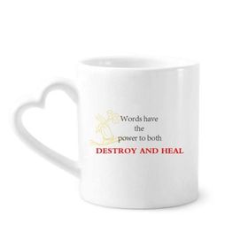 Dıythinker 340 ml Kalp Saplı Words Have Power To Heal Buddha Alıntı Kahve Kupaları Seramik Kupa