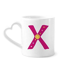 Dıythinker 340 ml Kalp Saplı X Alfabe Turuncu Meyve Sevimli Desenli Kahve Kupaları Seramik Kupa