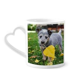Dıythinker 340 ml Kalp Saplı Yakışıklı Yavru Köpek Evcil Hayvan Fotoğrafçılığı Resim Kahve Kupaları Seramik Kupa