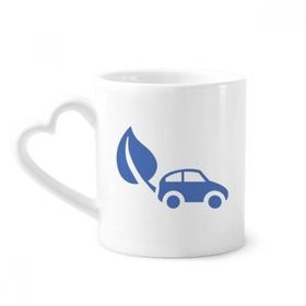 Dıythinker 340 ml Kalp Saplı Yaprak Enerji Araçları Çevreyi Korur Desenli Kahve Kupaları Seramik Kupa