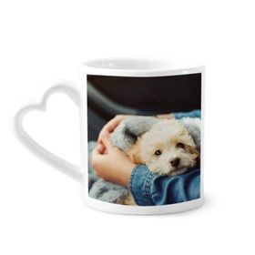 Dıythinker 340 ml Kalp Saplı Yavru Köpek Sevimli Hayvan Fotoğrafçılığı Kahve Kupaları Seramik Kupa
