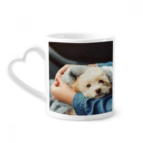 Dıythinker 340 ml Kalp Saplı Yavru Köpek Sevimli Hayvan Fotoğrafçılığı Kahve Kupaları Seramik Kupa