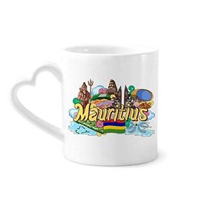 Dıythinker 340 ml Kalp Saplı Yedi Renkli Dünya Mauritius Grafiti Kahve Kupaları Çömlekçilik Seramik Kupa