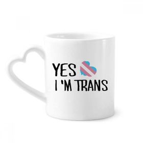 Dıythinker 340 ml Kalp Saplı Yes I'm Trans Lgbt Destekli Kahve Kupaları Seramik Kupa