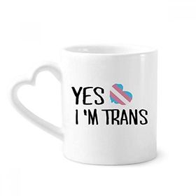 Dıythinker 340 ml Kalp Saplı Yes I'm Trans Lgbt Destekli Kahve Kupaları Seramik Kupa