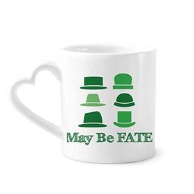 Dıythinker 340 ml Kalp Saplı Yeşil Şapka Çin Şaka Kader Kahve Kupaları Seramik Kupa