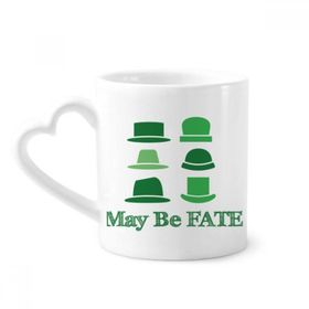 Dıythinker 340 ml Kalp Saplı Yeşil Şapka Çin Şaka Kader Kahve Kupaları Seramik Kupa