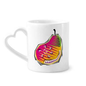 Dıythinker 340 ml Kalp Saplı Yiyecek Armut Meksika Kültürü Elemanı İllüstrasyon Kahve Kupaları Seramik Kupa