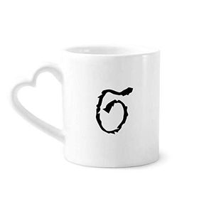 Dıythinker 340 ml Kalp Saplı Yunan Alfabe Sigma Siyah Siluet Kahve Kupaları Seramik Kupa