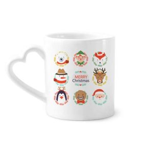 Dıythinker 340 ml Kalp Saplı Yuvarlak Mutlu Noeller Kardan Adam Festival Kahve Kupaları Seramik Kupa