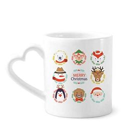 Dıythinker 340 ml Kalp Saplı Yuvarlak Mutlu Noeller Kardan Adam Festival Kahve Kupaları Seramik Kupa