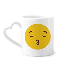Dıythinker 340 ml Öpücük Aşk Sarı Sevimli Online Sohbet Seramik Kalp Saplı Kupa