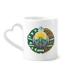 Dıythinker 340 ml Özbekistan Asya Ulusal Amblemi Seramik Kalp Saplı Kupa