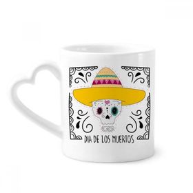 Dıythinker 340 ml Şapka Kafatası Meksika Happy The Day Of The Dead Seramik Kalp Saplı Kupa