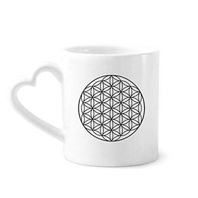 Dıythinker 340 ml Şekilli Geometri Daire Totem Seramik Kalp Saplı Kupa