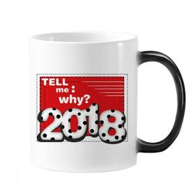 Dıythinker 350 ml 2018 Tell Me Why Milk Digital Happy New Year Değişen Renkli Kupa