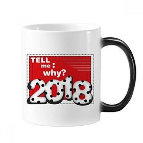 Dıythinker 350 ml 2018 Tell Me Why Milk Digital Happy New Year Değişen Renkli Kupa