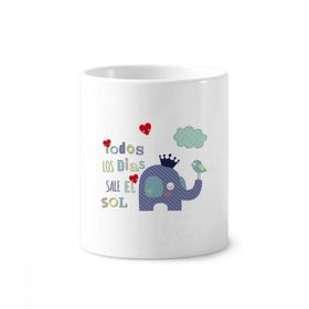 Dıythinker 350 ml 9x8 cm Beyaz Çizgi Film Taç Fil Bulut Kuş Seramik Kupa