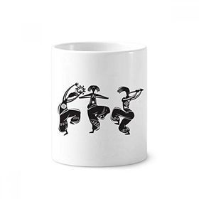 Dıythinker 350 ml 9x8 cm Beyaz Dance People Meksika Totems Meksika Flütlü Seramik Kupa