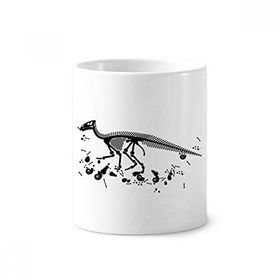 Dıythinker 350 ml 9x8 cm Beyaz Dinozor Kemik Kemikleri Siyah Seramik Kupa