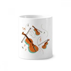 Dıythinker 350 ml 9x8 cm Beyaz Keman Müzik Enstrümanları Desenli Seramik Kupa