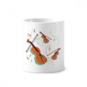 Dıythinker 350 ml 9x8 cm Beyaz Keman Müzik Enstrümanları Desenli Seramik Kupa