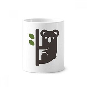 Dıythinker 350 ml 9x8 cm Beyaz Silüeti Avustralya Koala ve Okalipt Seramik Kupa