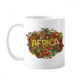 Dıythinker 350 ml Afrika Aborijin Sanat Desen Tribal Klasik Kupa Beyaz Çömlekçilik Seramik Kupa