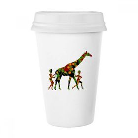 Dıythinker 350 ml Afrika Aborijin Siyah Kadın Zürafa Klasik Kupa
