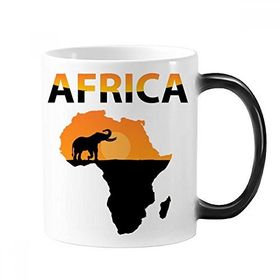 Dıythinker 350 ml Afrika Haritası Savanna Fil Yaban Hayatı Renk Kupa