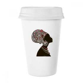 Dıythinker 350 ml Afrika Siyah Kadın Aborijin Başörtüsü Klasik Kupa