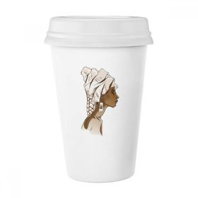 Dıythinker 350 ml Afrika Siyah Kadın Aborijin Başörtüsü Sanat Klasik Kupa