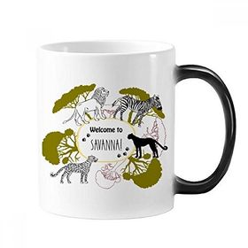 Dıythinker 350 ml Afrika Welcom To Savanna Zebra Leopar Yaban Hayatı Değişen Renk Kupa