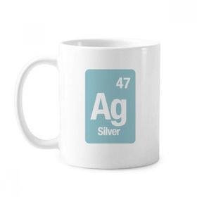 Dıythinker 350 ml Ag Gümüş Kimyasal Element Bilim Klasik Beyaz Çömlekçilik Seramik Saplı Kupa