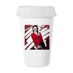 Dıythinker 350 ml Akıllı Kız Figür Sanat Tasarım İllüstrasyon Klasik Kupa