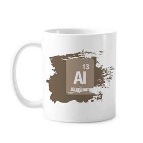 Dıythinker 350 ml Al Alüminyum Kimyasal Element Kimya Boya Fırçası Kupa Beyaz Seramik Kupa