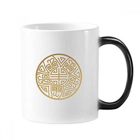 Dıythinker 350 ml Altın Yuvarlak Çin Şanslı Desen Değiştiren Renk Kupa