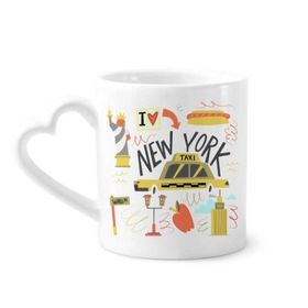 Dıythinker 350 ml America New York City Liberty İllistration Kupaları Seramik Kupa Seramik Kupa