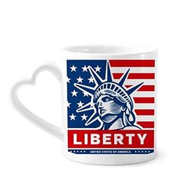 Dıythinker 350 ml Amerika Bayrağı Özgürlük Heykeli Desenli Kupaları Seramik Kupa