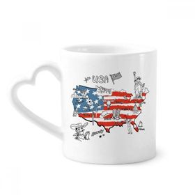 Dıythinker 350 ml Amerika Haritası Özgürlük Kelime İllüstrasyon Kupaları Seramik Kupa