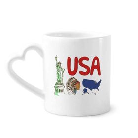 Dıythinker 350 ml Amerika Ulusal Simge Simgesi Desenli Kupaları Seramik Kupa