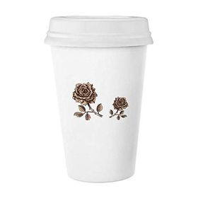 Dıythinker 350 ml Antik Gülrengi Çiçek Bitki Klasik Kupa