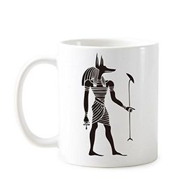 Dıythinker 350 ml Antik Mısır Kültürü Siyah Beyaz Anubis Totem Fresko İllüstrasyon Desen Klasik Kupa