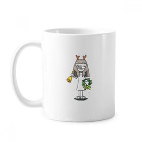 Dıythinker 350 ml Antlers Bastet Bell Garland Klasik Beyaz Çömlekçilik Seramik Saplı Kupa