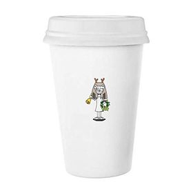 Dıythinker 350 ml Antlers Bastet Bell Garland Klasik Kupa Beyaz Çömlekçilik Seramik Kupa