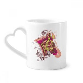 Dıythinker 350 ml Art Zebra Çiçek Sarı Pembe Kupaları Seramik Kupa