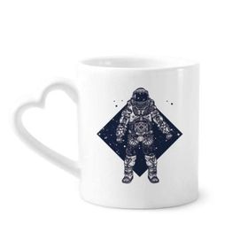 Dıythinker 350 ml Astronot Yıldızlar Evren Sanat Desenli Kupaları Seramik Kupa