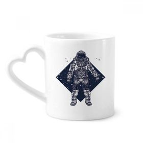 Dıythinker 350 ml Astronot Yıldızlar Evren Sanat Desenli Kupaları Seramik Kupa