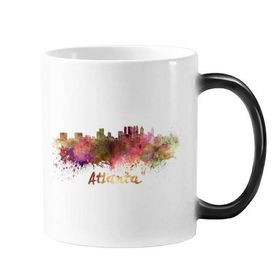 Dıythinker 350 ml Atlanta America Country City Suluboya İllüstrasyon Değişen Renk Kupa